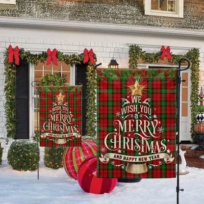 We Wish You A Merry Christmas and Happy New Year Christian Flag