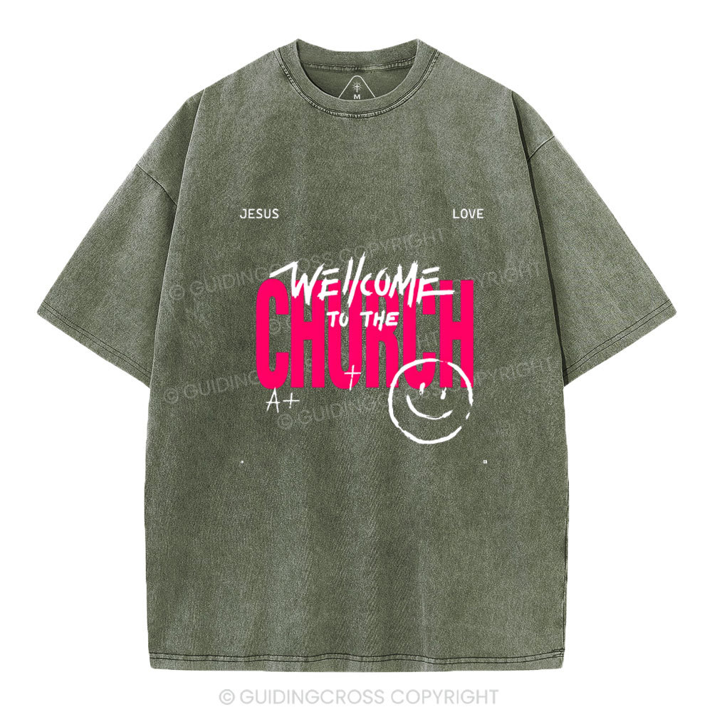 Wellcome To The Church Christian Washed T-Shirt
