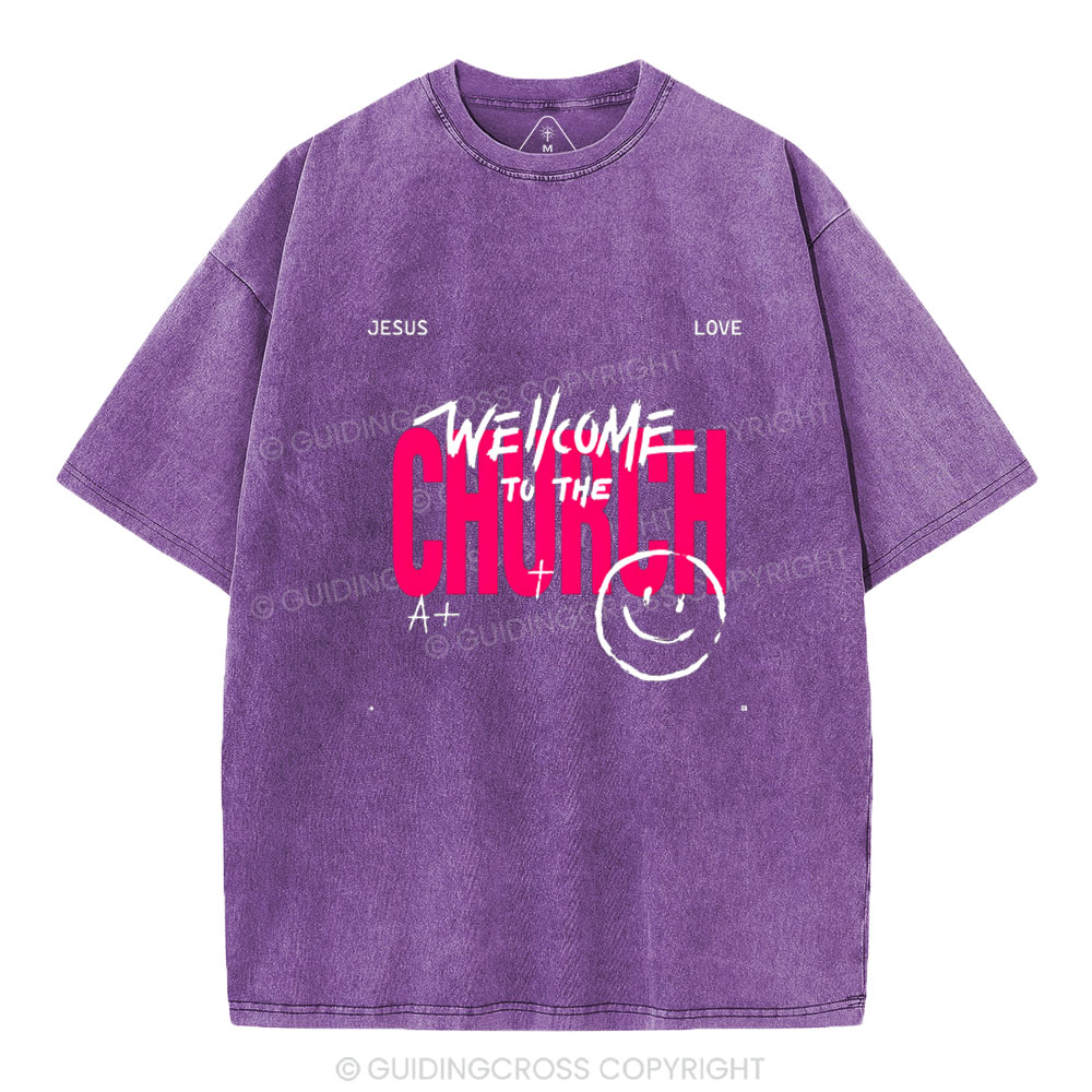 Wellcome To The Church Christian Washed T-Shirt