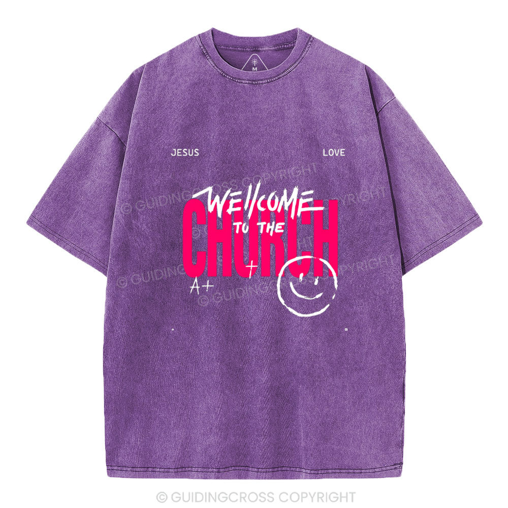 Wellcome To The Church Christian Washed T-Shirt