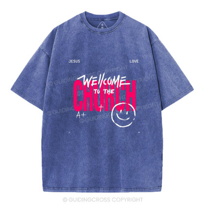 Wellcome To The Church Christian Washed T-Shirt