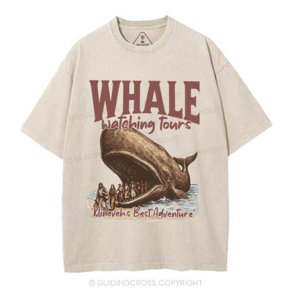 Whale Watching Tours Ninever's Best Adventure Christian Washed T-Shirt