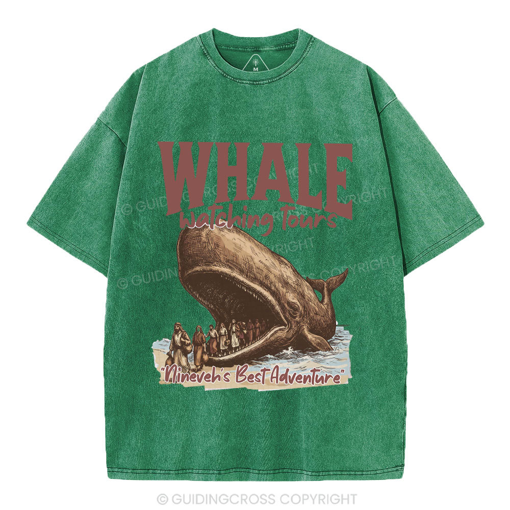 Whale Watching Tours Ninever's Best Adventure Christian Washed T-Shirt