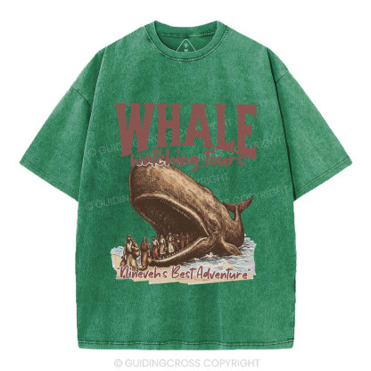 Whale Watching Tours Ninever's Best Adventure Christian Washed T-Shirt