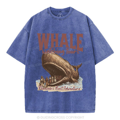 Whale Watching Tours Ninever's Best Adventure Christian Washed T-Shirt