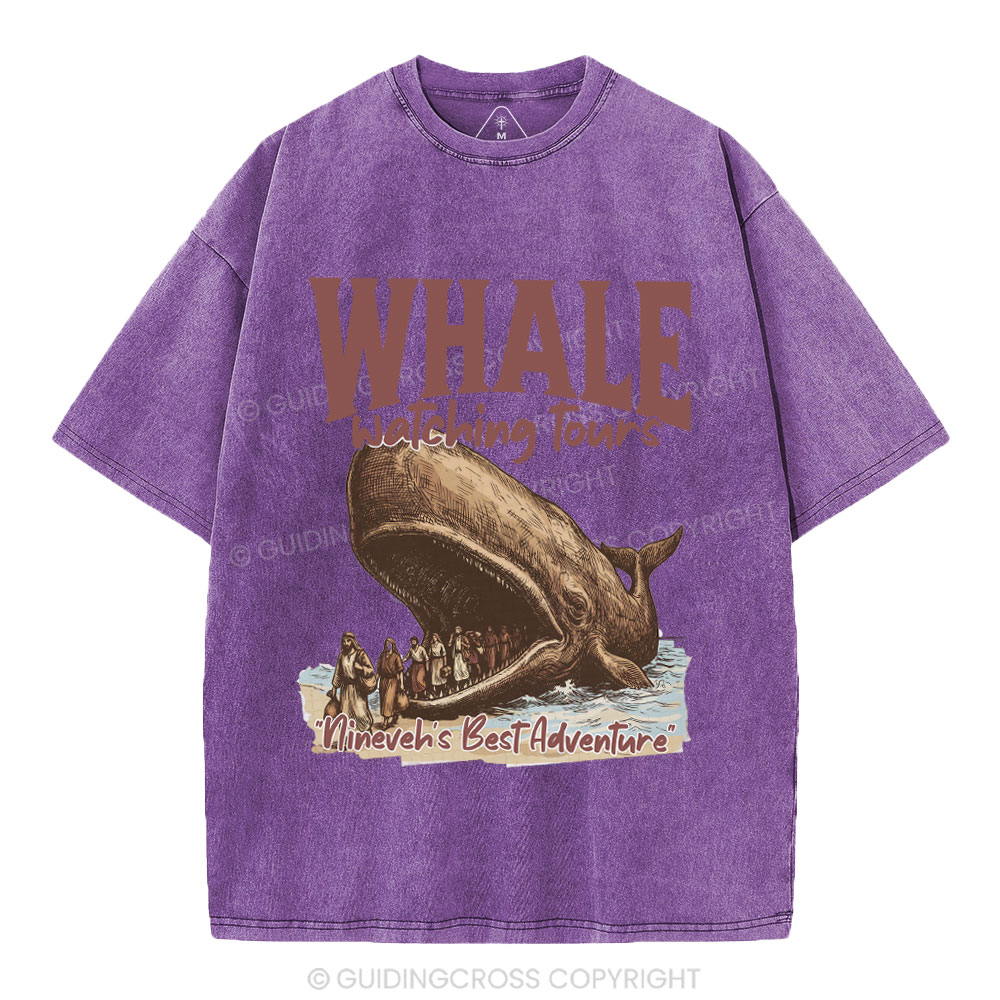 Whale Watching Tours Ninever's Best Adventure Christian Washed T-Shirt