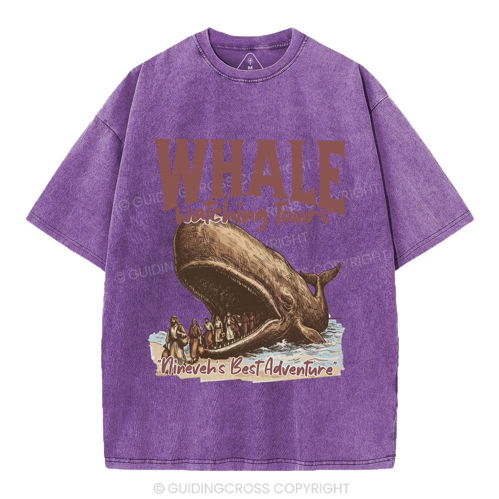 Whale Watching Tours Ninever's Best Adventure Christian Washed T-Shirt