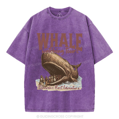 Whale Watching Tours Ninever's Best Adventure Christian Washed T-Shirt