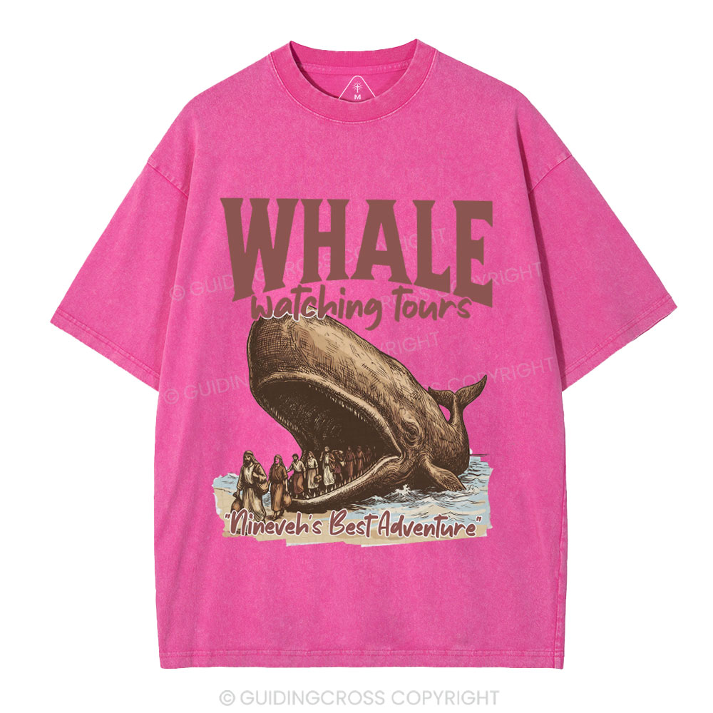 Whale Watching Tours Ninever's Best Adventure Christian Washed T-Shirt