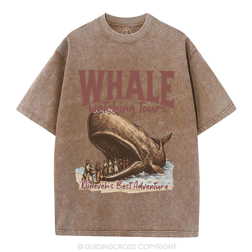 Whale Watching Tours Ninever's Best Adventure Christian Washed T-Shirt
