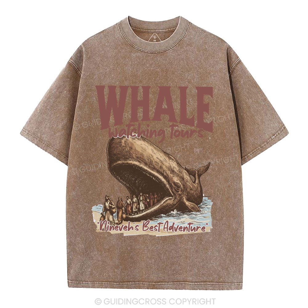 Whale Watching Tours Ninever's Best Adventure Christian Washed T-Shirt