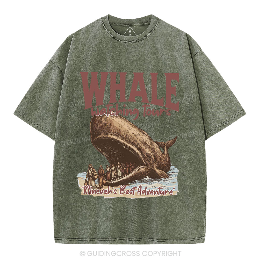 Whale Watching Tours Ninever's Best Adventure Christian Washed T-Shirt