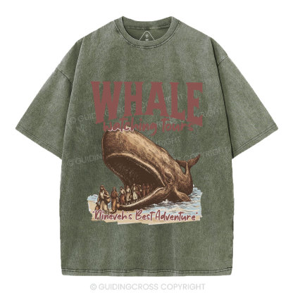 Whale Watching Tours Ninever's Best Adventure Christian Washed T-Shirt
