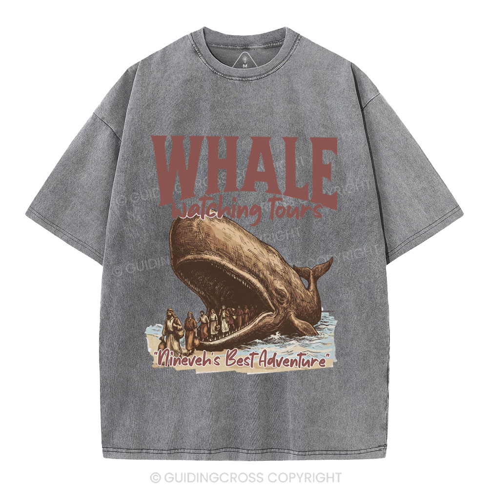 Whale Watching Tours Ninever's Best Adventure Christian Washed T-Shirt