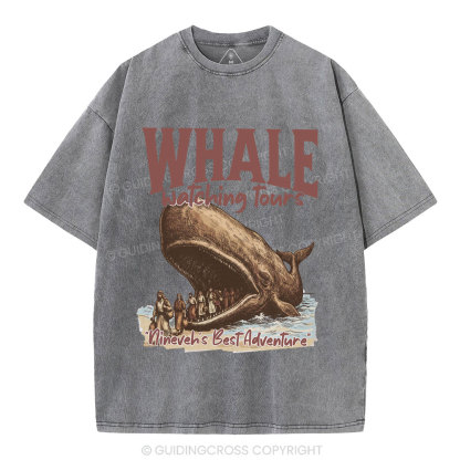 Whale Watching Tours Ninever's Best Adventure Christian Washed T-Shirt