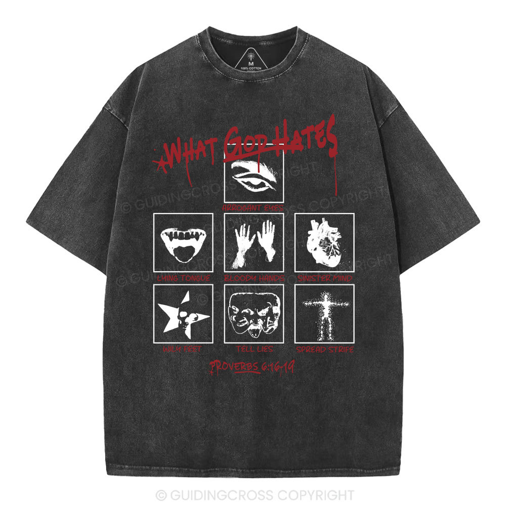 What God Hates Christian Washed T-Shirt