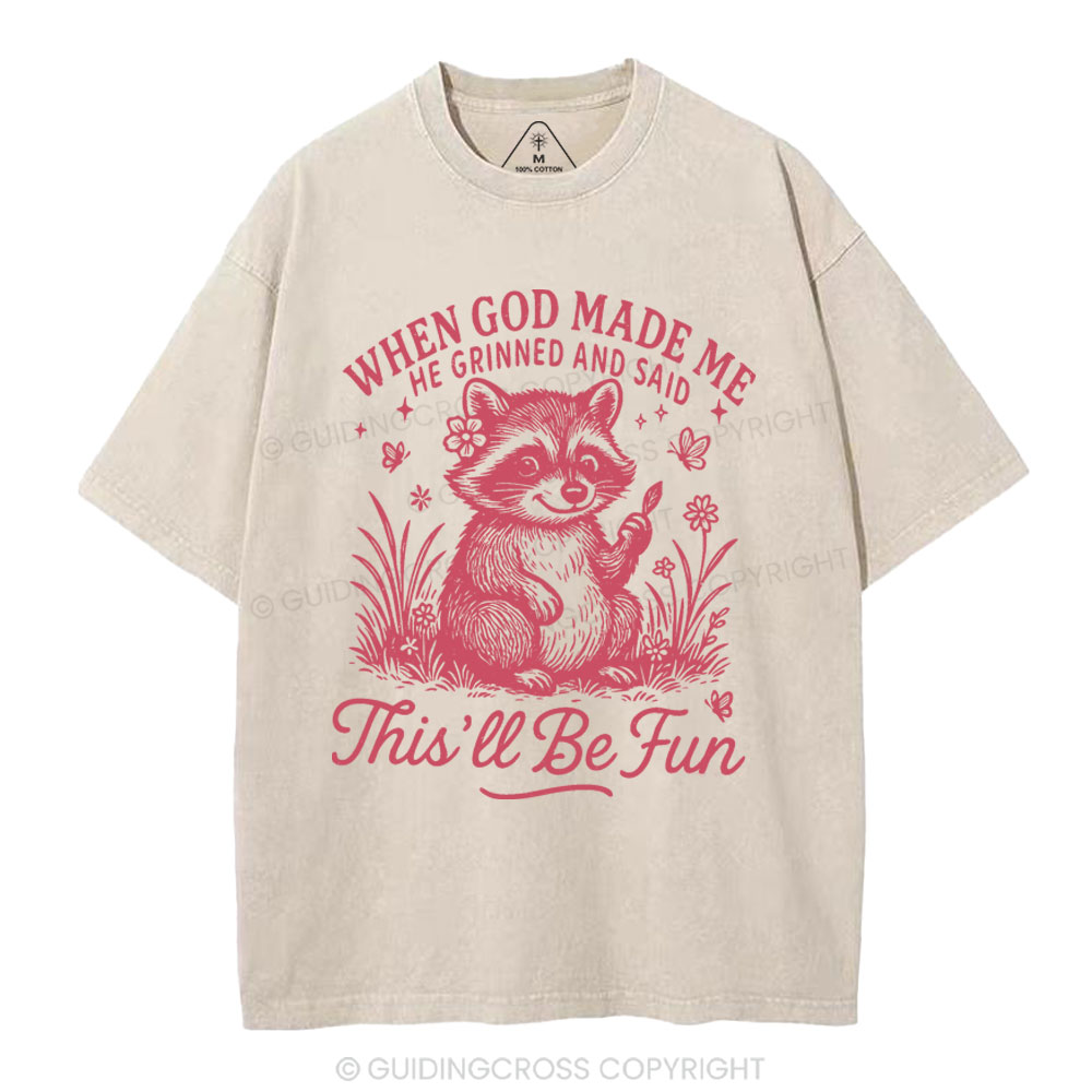 When God Made Me Christian Washed T-Shirt