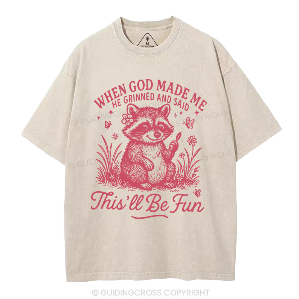 When God Made Me Christian Washed T-Shirt