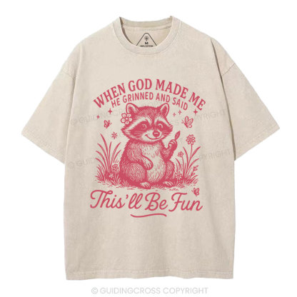 When God Made Me Christian Washed T-Shirt