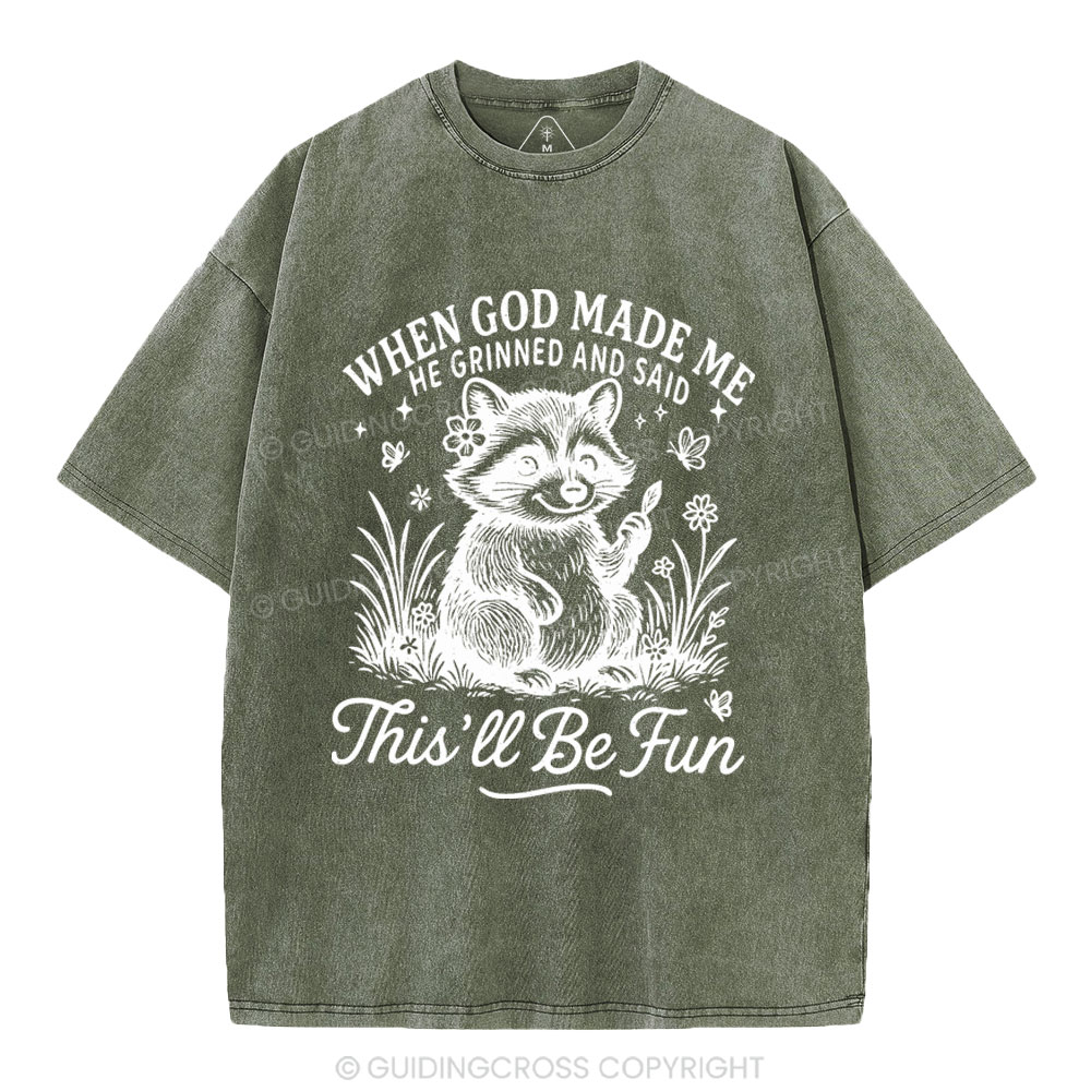 When God Made Me Christian Washed T-Shirt