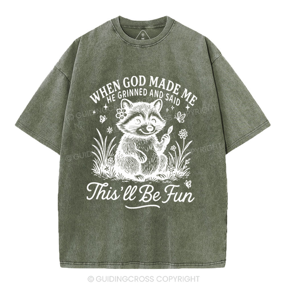 When God Made Me Christian Washed T-Shirt