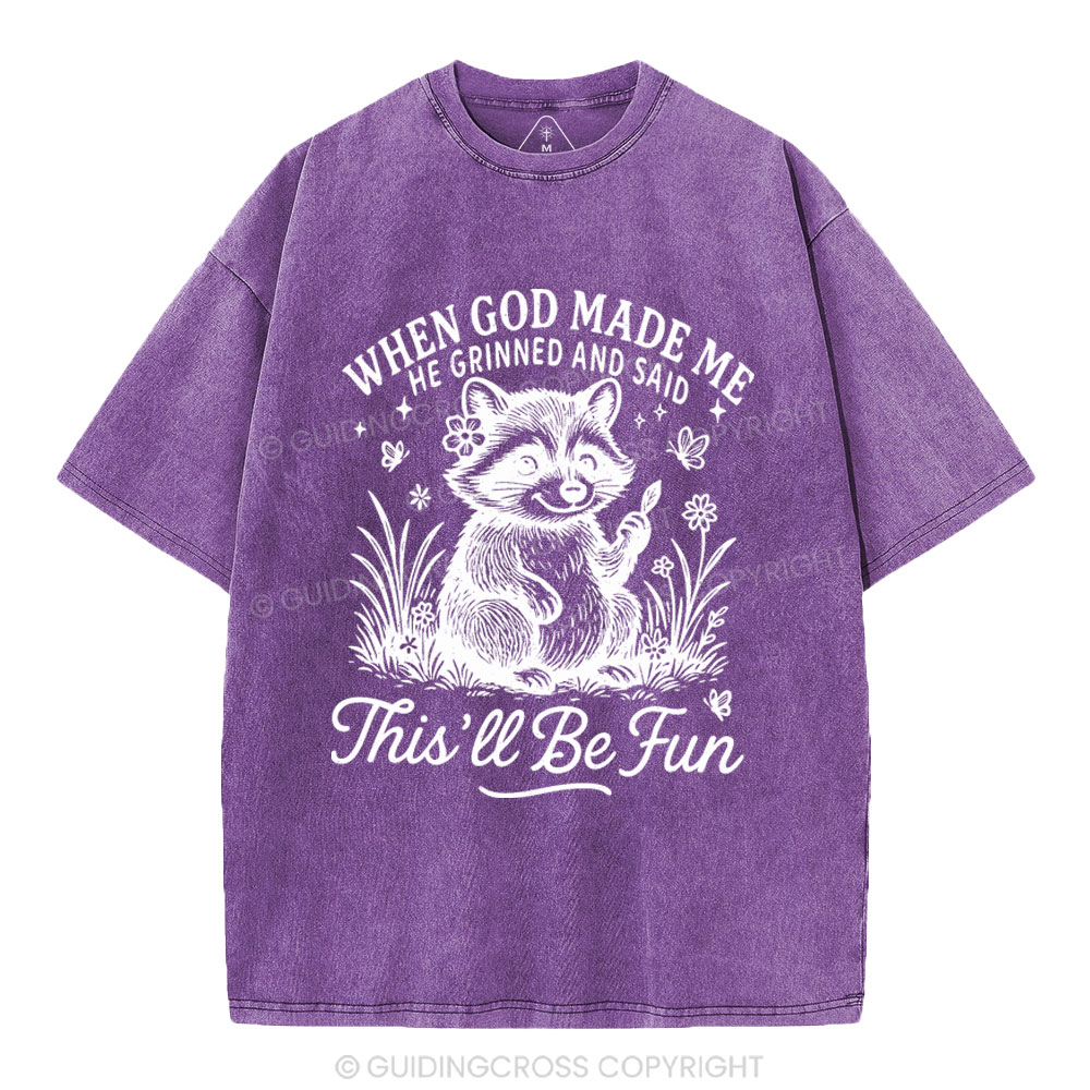 When God Made Me Christian Washed T-Shirt