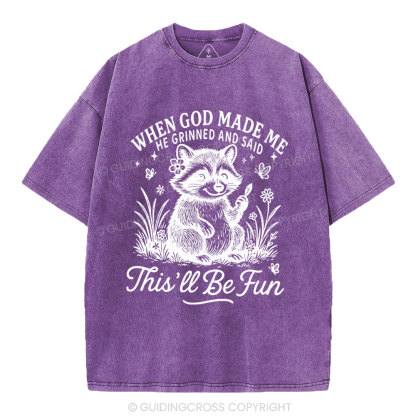 When God Made Me Christian Washed T-Shirt