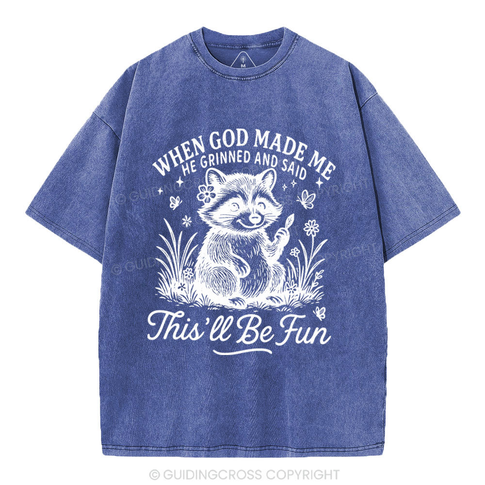 When God Made Me Christian Washed T-Shirt