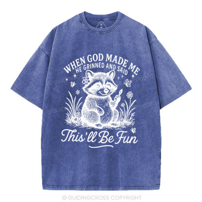 When God Made Me Christian Washed T-Shirt