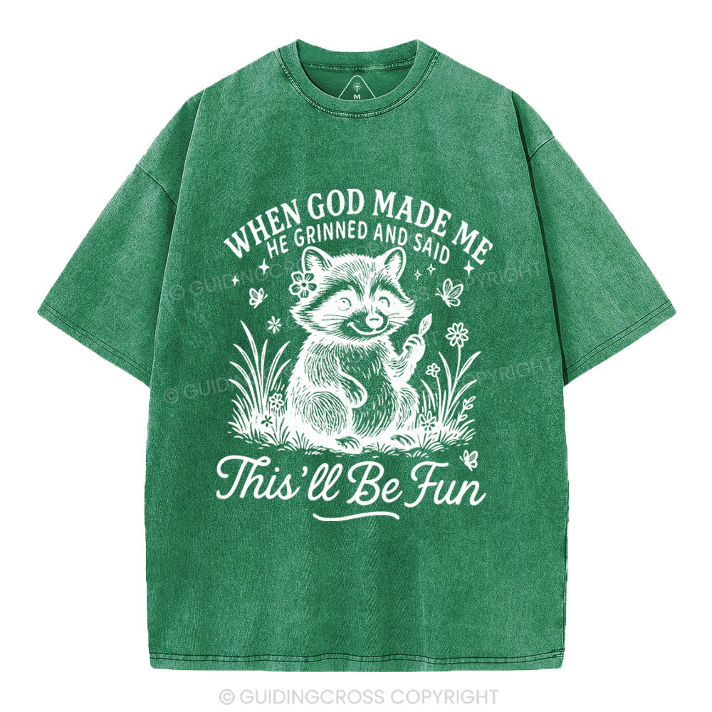 When God Made Me Christian Washed T-Shirt