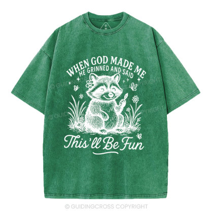 When God Made Me Christian Washed T-Shirt