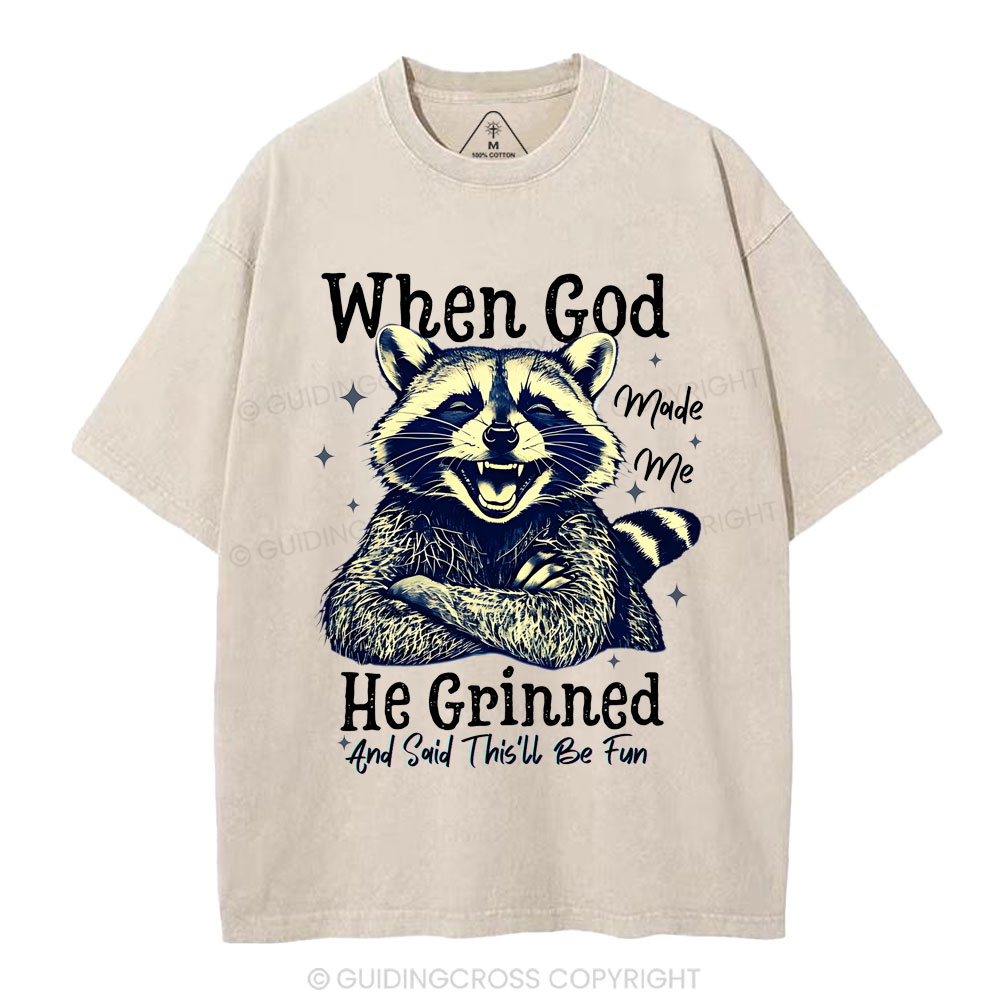 When God Made Me Christian Washed T-shirt