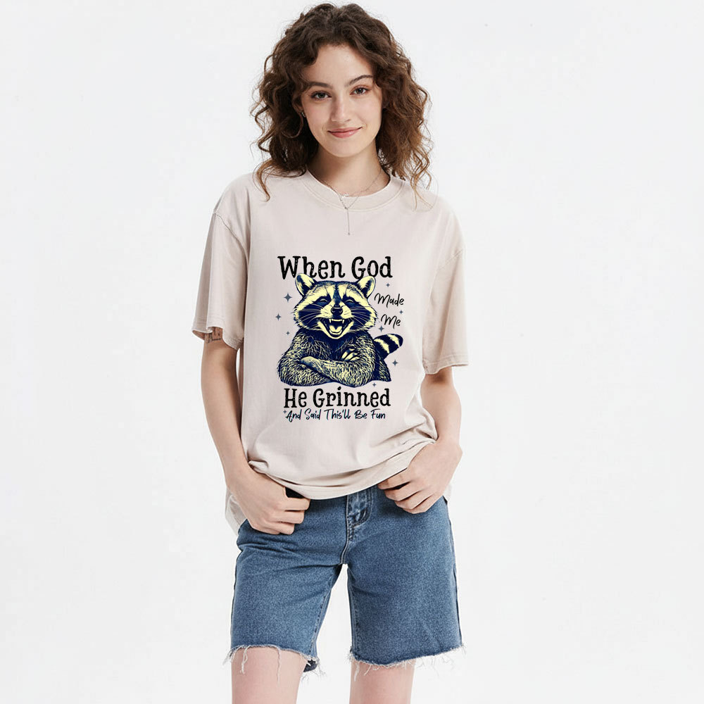 When God Made Me Christian Washed T-shirt