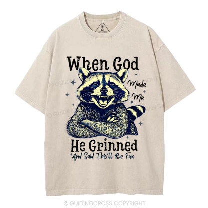 When God Made Me Christian Washed T-shirt