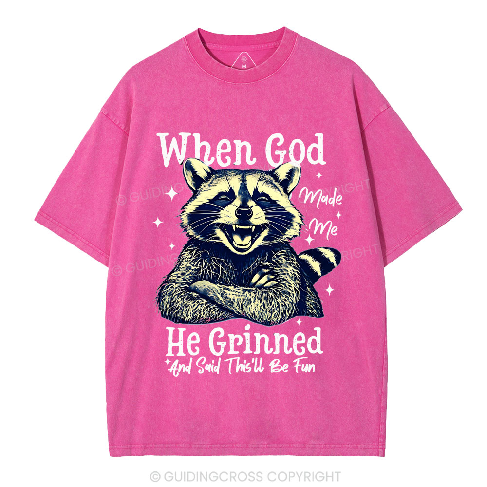 When God Made Me Christian Washed T-shirt