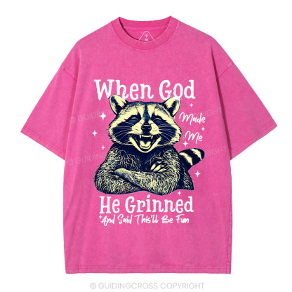 When God Made Me Christian Washed T-shirt