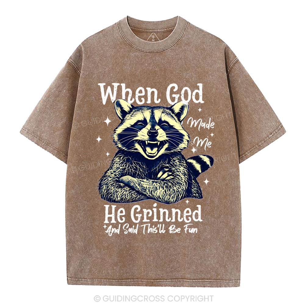 When God Made Me Christian Washed T-shirt