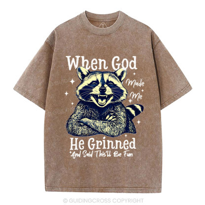 When God Made Me Christian Washed T-shirt