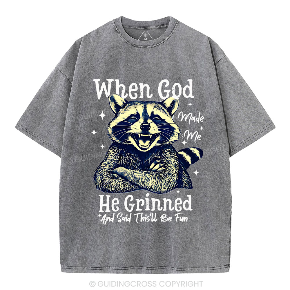 When God Made Me Christian Washed T-shirt