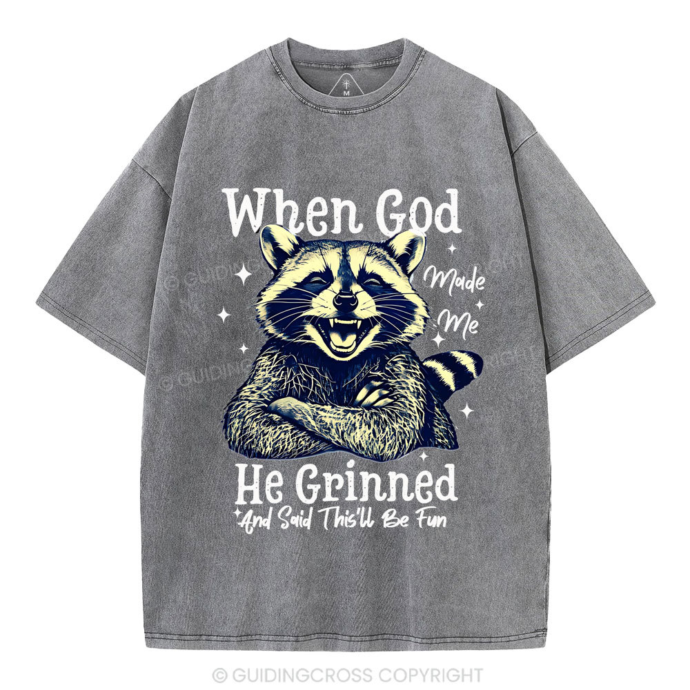 When God Made Me Christian Washed T-shirt