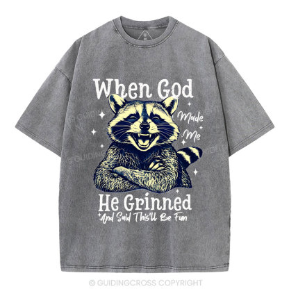 When God Made Me Christian Washed T-shirt