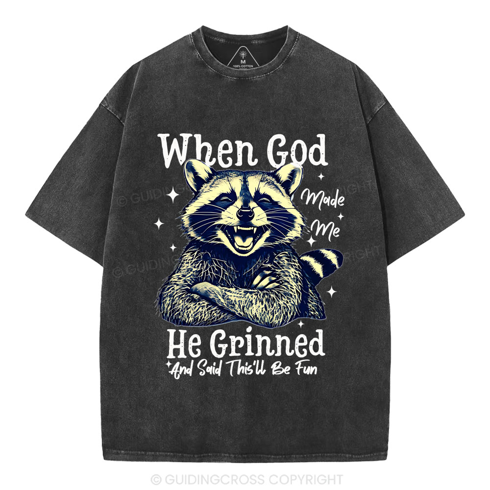When God Made Me Christian Washed T-shirt
