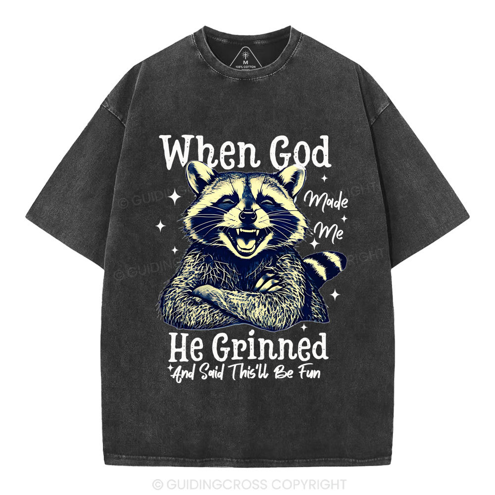 When God Made Me Christian Washed T-shirt
