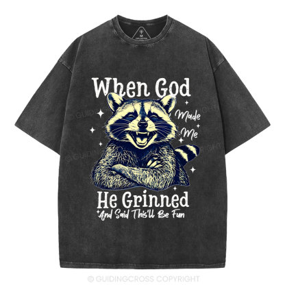 When God Made Me Christian Washed T-shirt