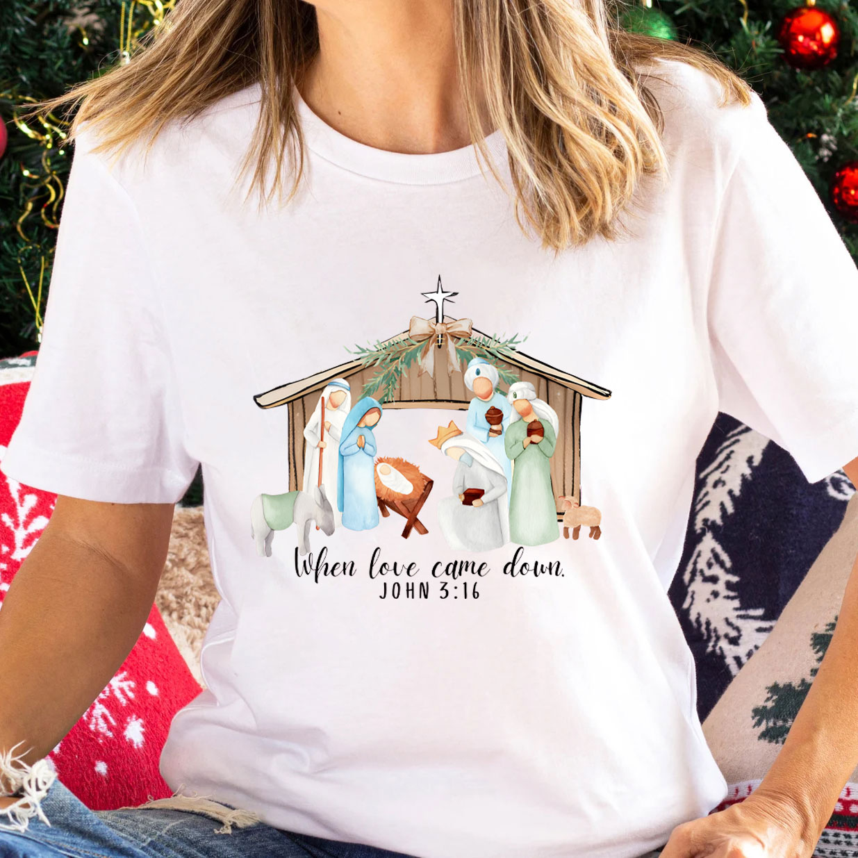 When Love Came Down Christian Christmas T-Shirt