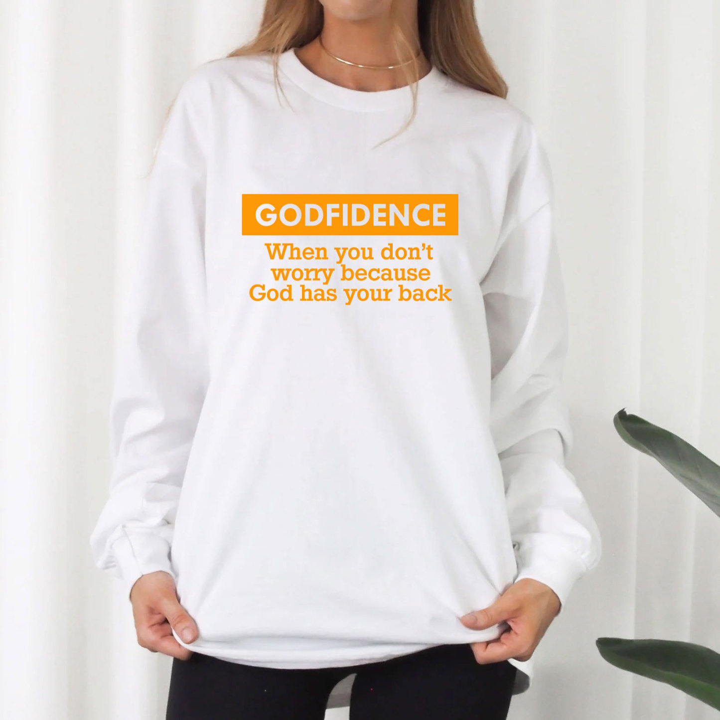 When You Do Not Worry Because God Has Your Back Long Sleeve Christian T-Shirt