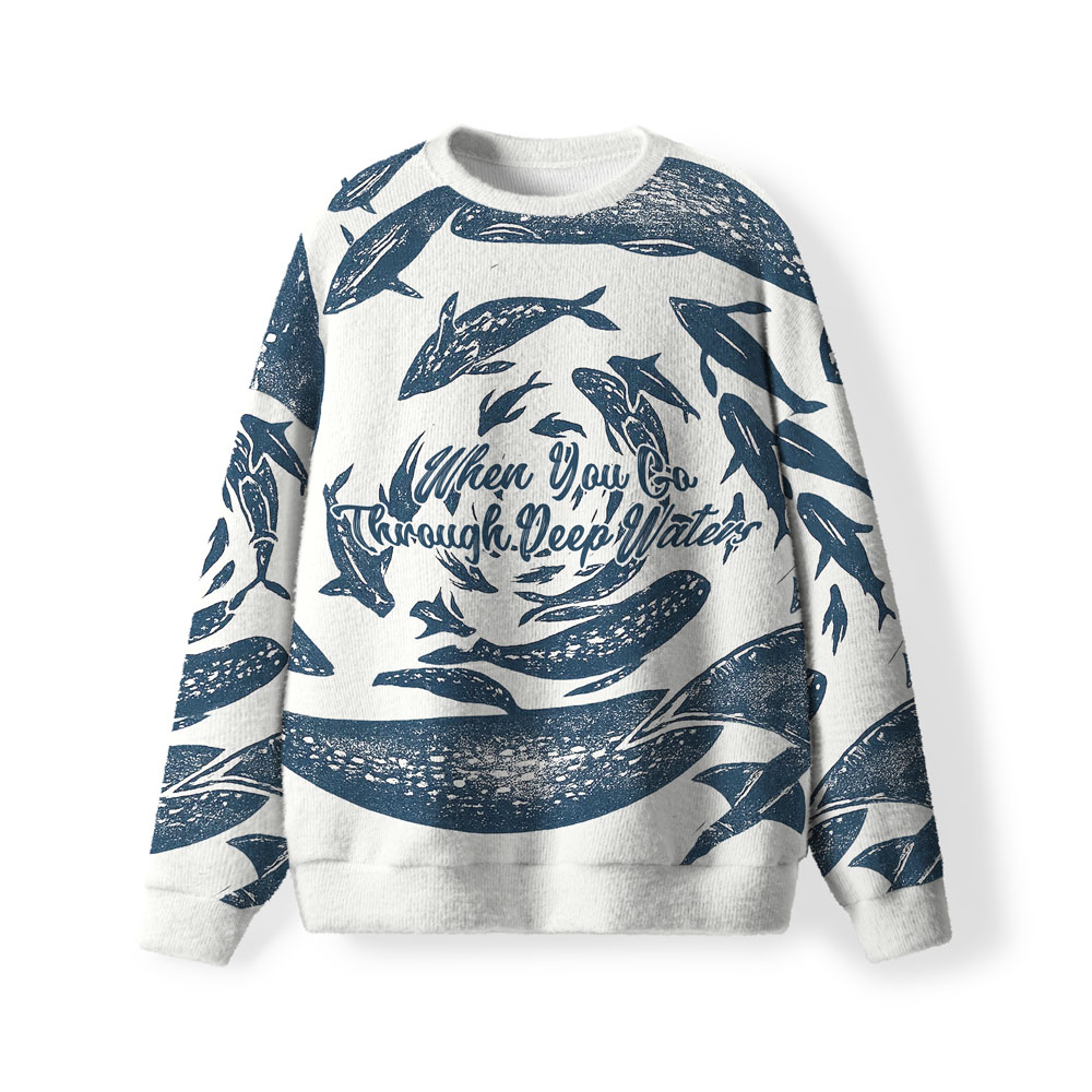 When You Go Through Deep Water Furry Christian Lightweight Sweater