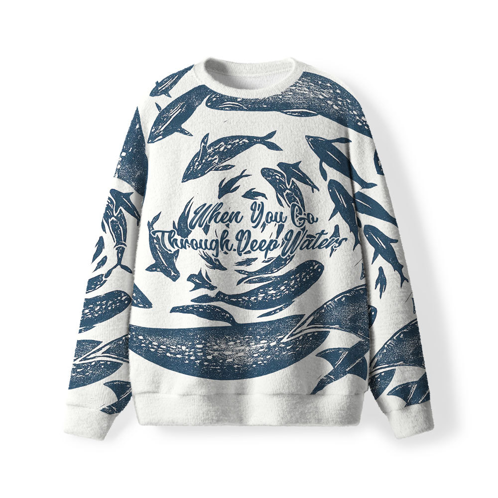 When You Go Through Deep Water Furry Christian Lightweight Sweater