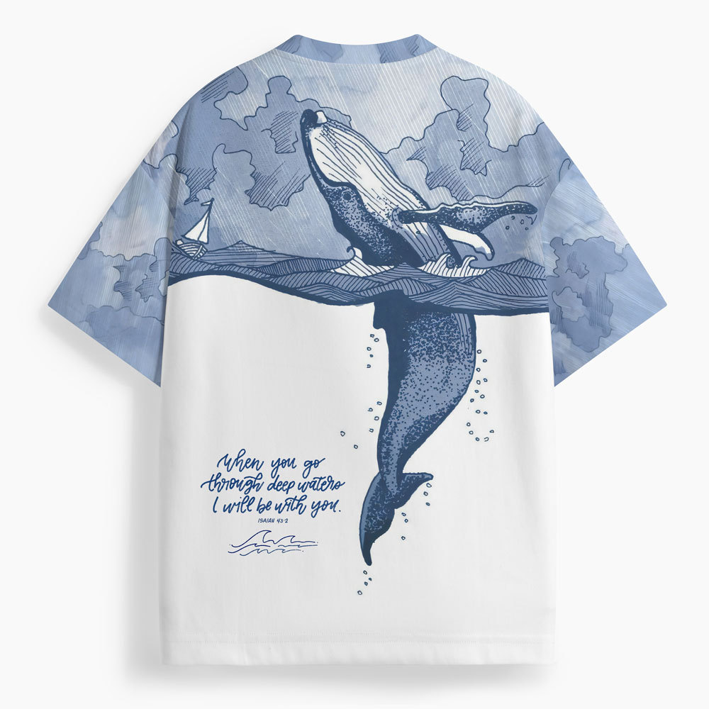 When You Go Through Deep Water Oversized All-Over Print Christian T-Shirt