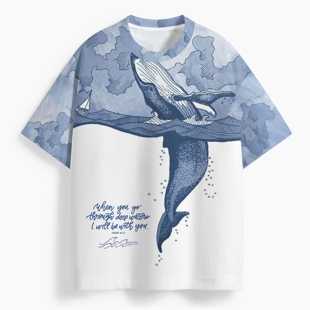 When You Go Through Deep Water Oversized All-Over Print Christian T-Shirt